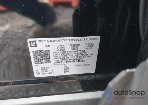 2021 GMC Terrain Awd Sle from USA, damaged, VIN 3GKALTEV0ML346953